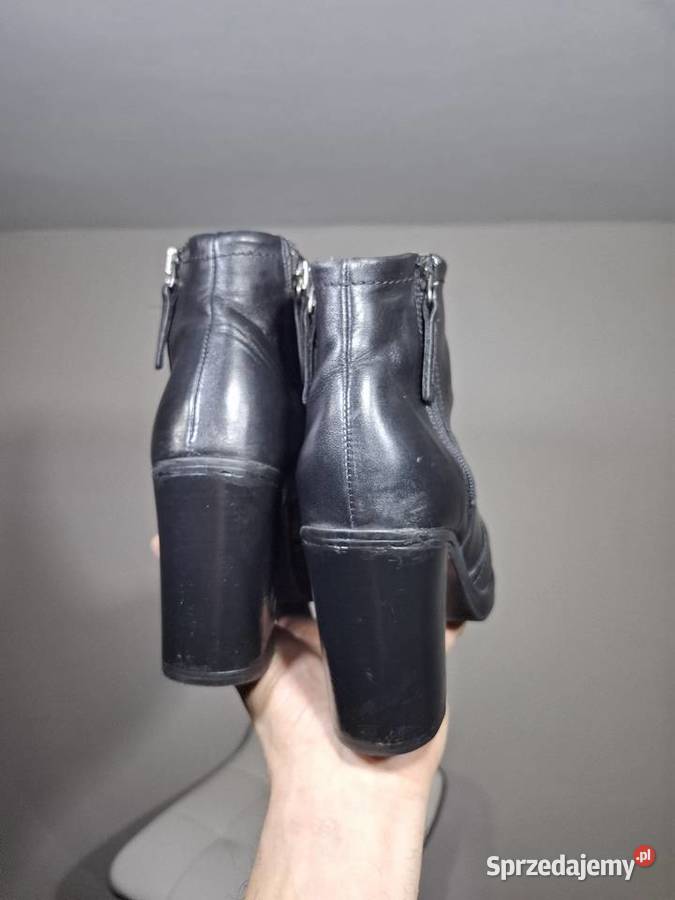 Botki 37 damskie czarne skórzane
