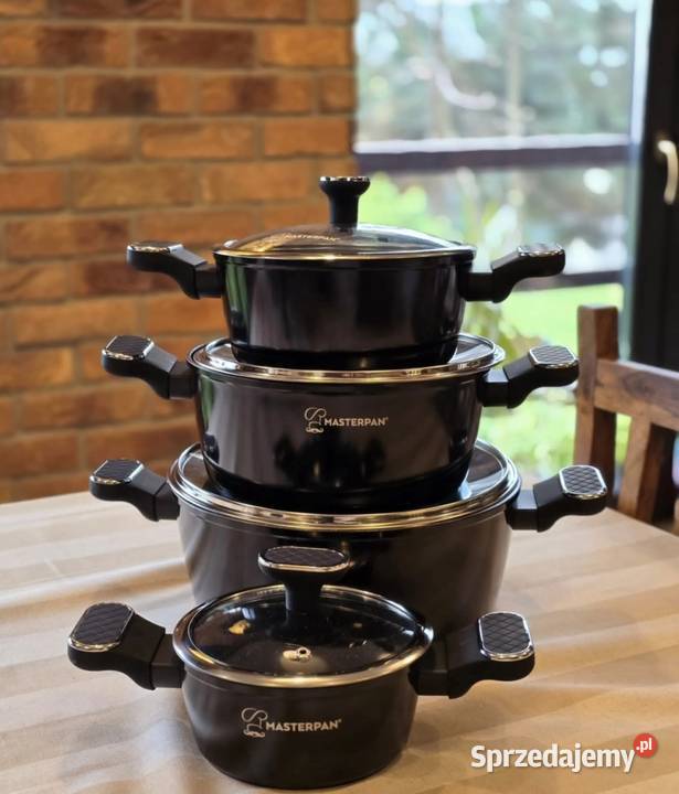 259 Garnki lakierowane czarne 4 sztuki Masterpan Zabrze
