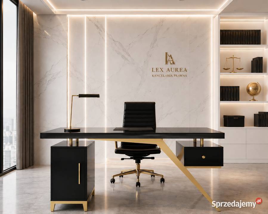 Czarne biurko gabinetowe glamour Prima Premium sprzedam