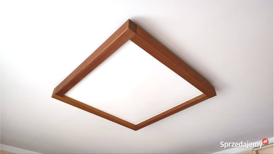 Lampa sufitowa kaseton LED oprawa lity dąb