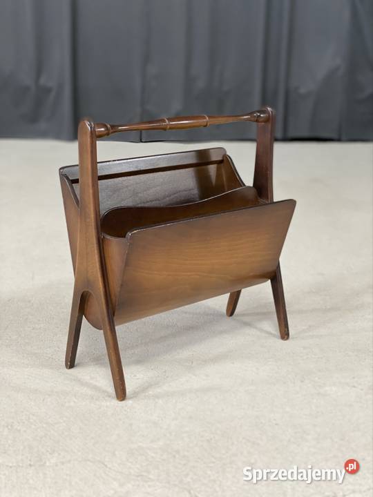 Gazetnik vintage MCM orzech Budno