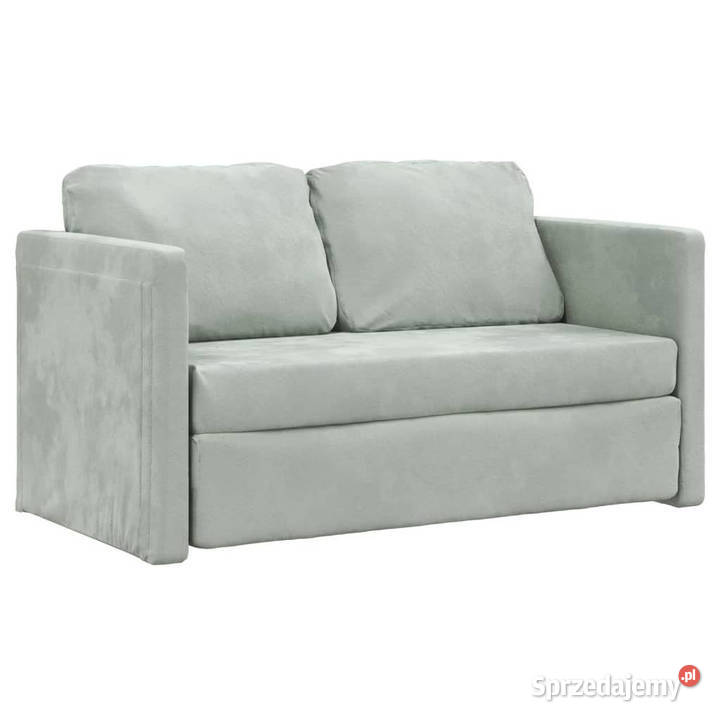 Sofa podłogowa 2w1 jasnoszara 122x204x55 aksamit Warszawa sprzedam
