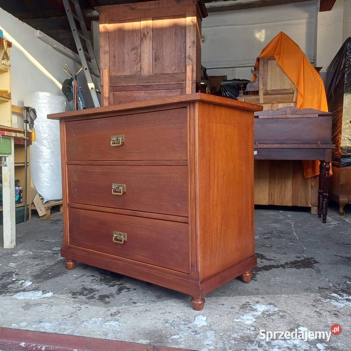 Komoda Secesyjna 3 szufladowa Fornir mahoń Meble wielkopolskie