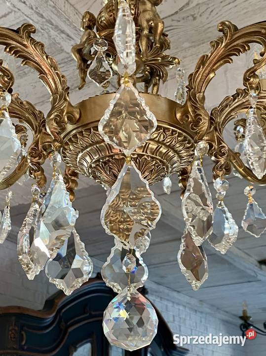 Duży Francuski Żyrandol 35 brąz kryształy 8ram Poznań