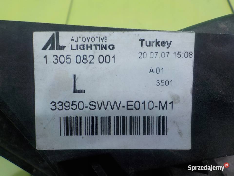 HONDA CRV III 22 ICTDI 07r 5D halogen lewy osobowe Suków