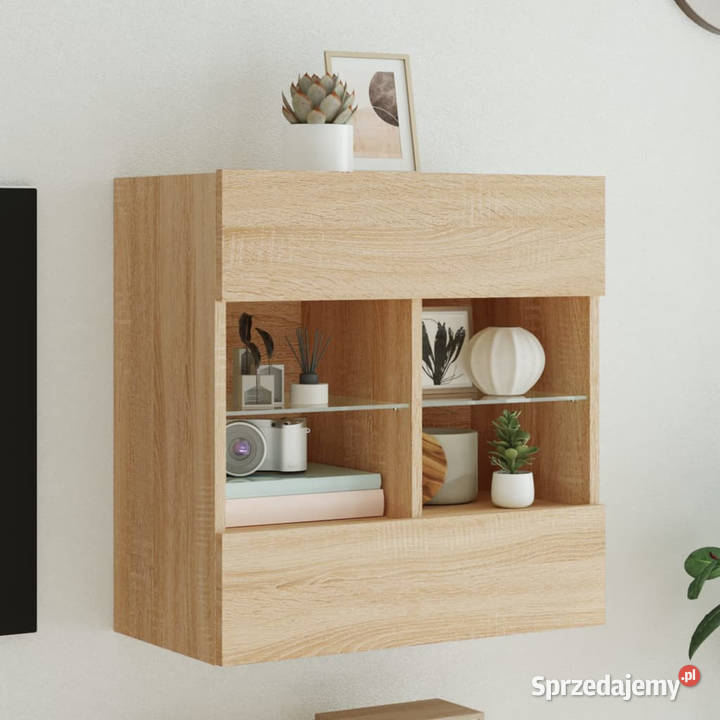 Ścienna szafka TV z LED dąb sonoma 585x30x605 Warszawa sprzedam