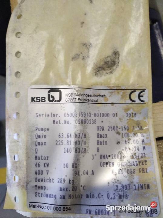 Pompa głębinowa KSB typ UPA250C1503a Maniowy