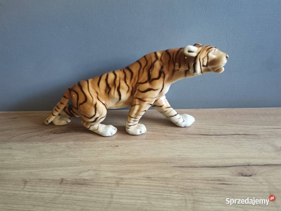 Stara duża figurka porcelanowa Tygrys Royal Dux Katowice