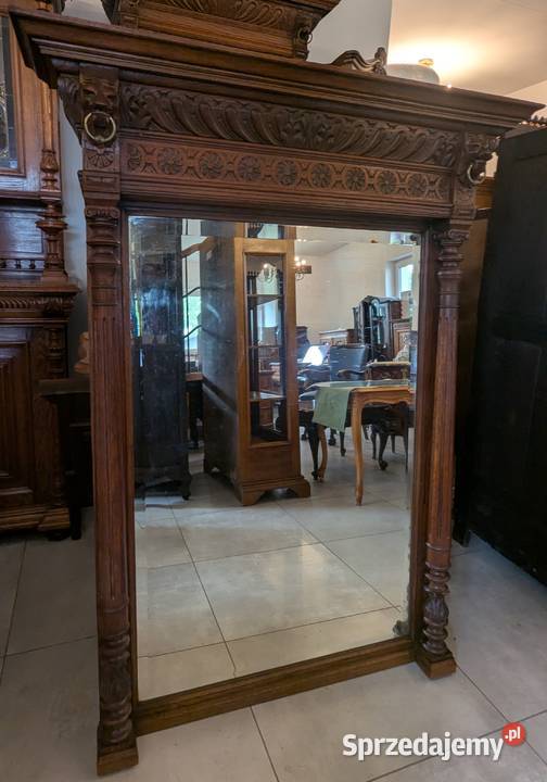 Piękne dębowe lustro neorenesansowesklep Dąbrowa Dąbrowa Górnicza