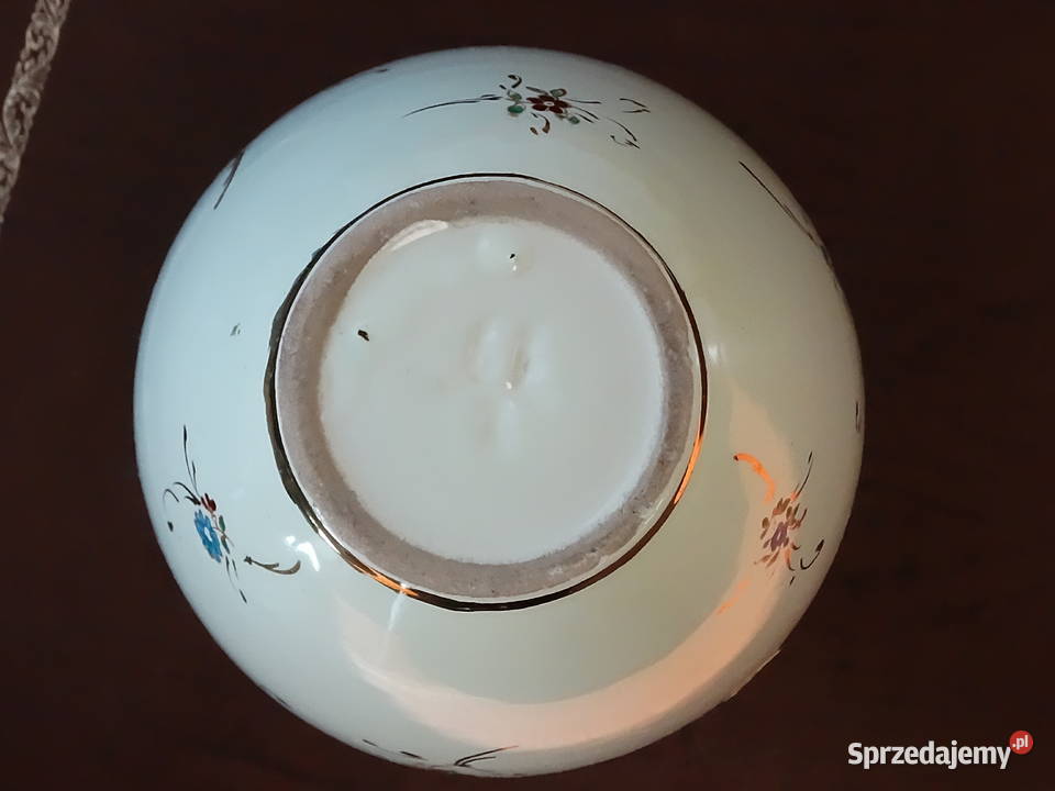 Elegancki wazon ceramiczny vintage retro motyw lubelskie Biłgoraj