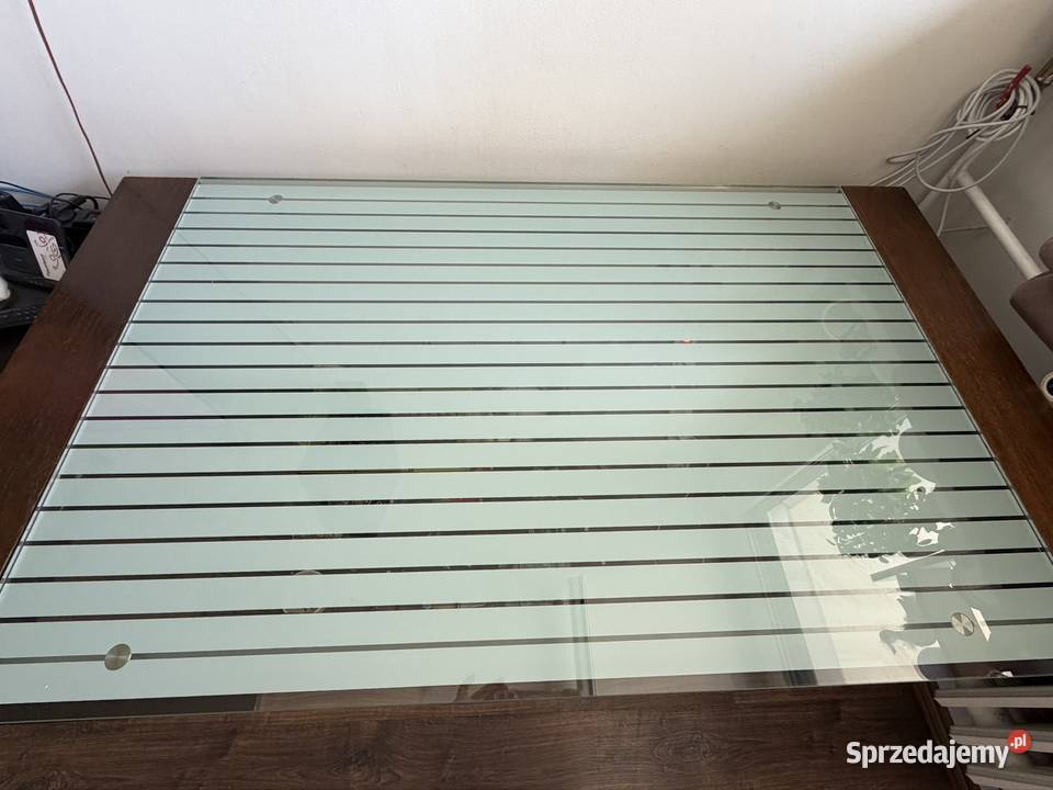Elegancki stół drewno grube szkło sprzedam