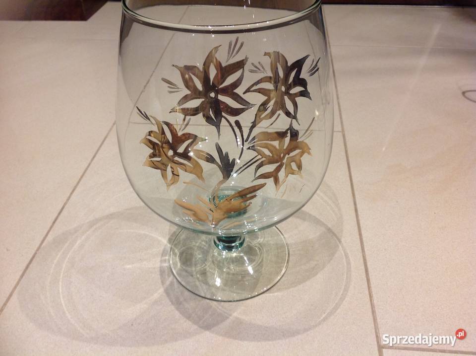 Duży Kielich Wazon Szklany Lata 80 lubuskie Nowa Sól