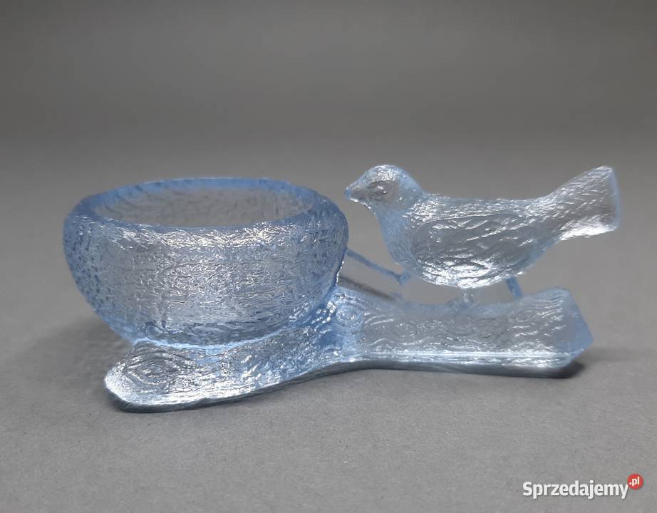 Szklana solniczka Vintage niebieska lubelskie Lublin