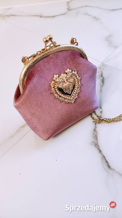 Elegancka torebka welur retro na zastrzask Na bigiel