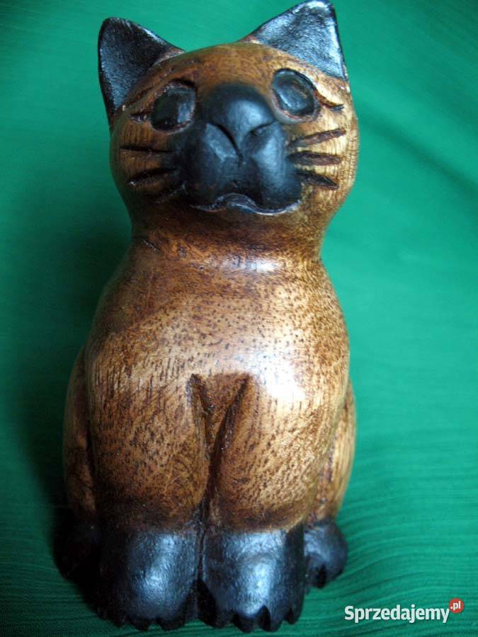 KOT Drewno Stara Figurka rzeźba 11 x 7 x 5 mazowieckie Siedlce sprzedam