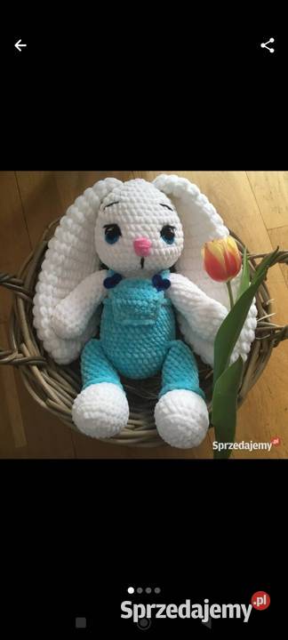 Króliczek przytulanka na szydełku miękka