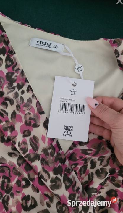Piękna elegancka sukienka panterka DeeZee M Nowa różowy Siedlce