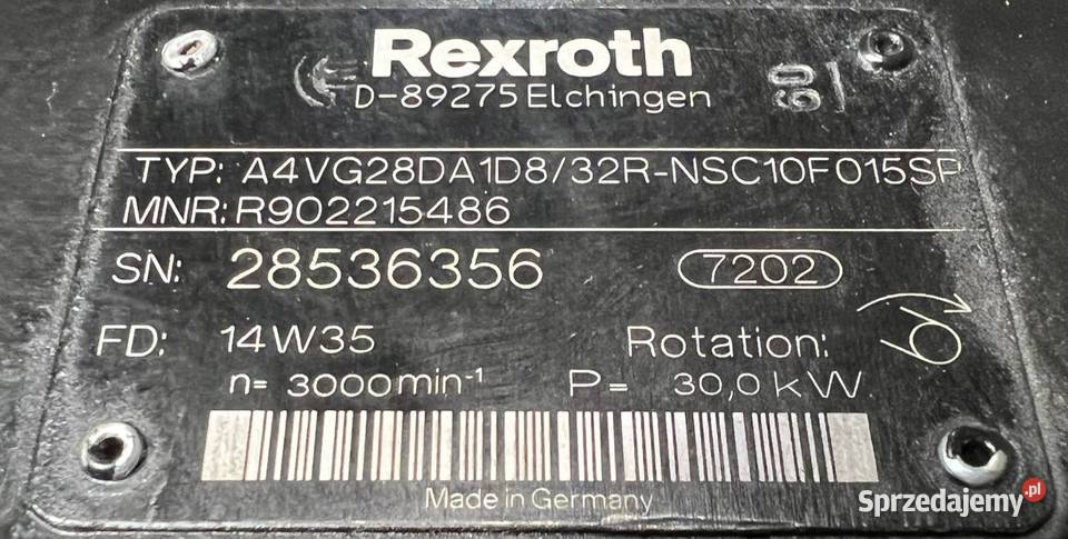 Rexroth A4VG28DA1D8 32R NSC10F015SP R902215486 Poznań