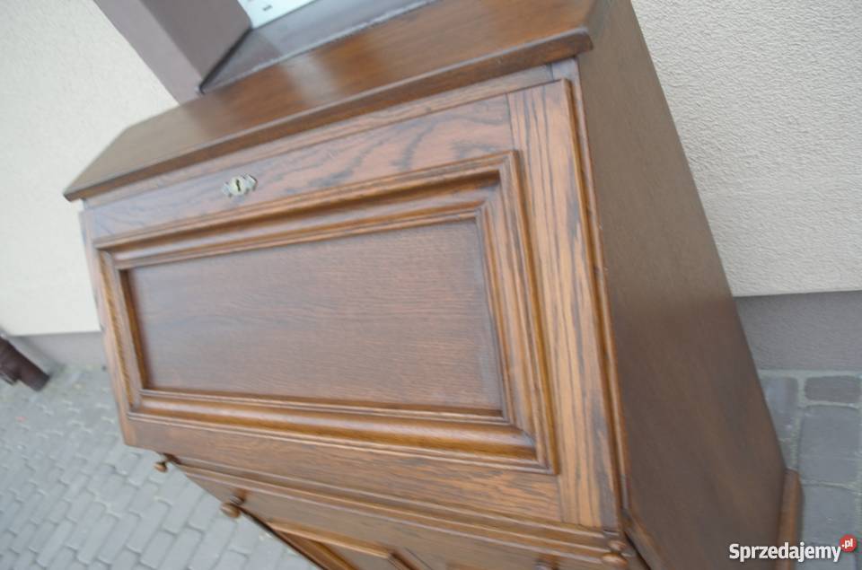 Ładny solidny sekretarzyk biurko dębowe meble Nowy Tomyśl sprzedam
