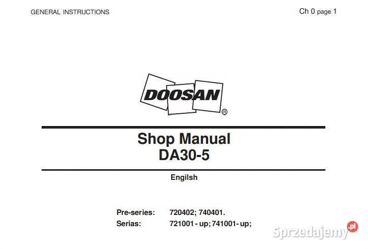 Doosan DA305 instrukcja naprawy service Kielce