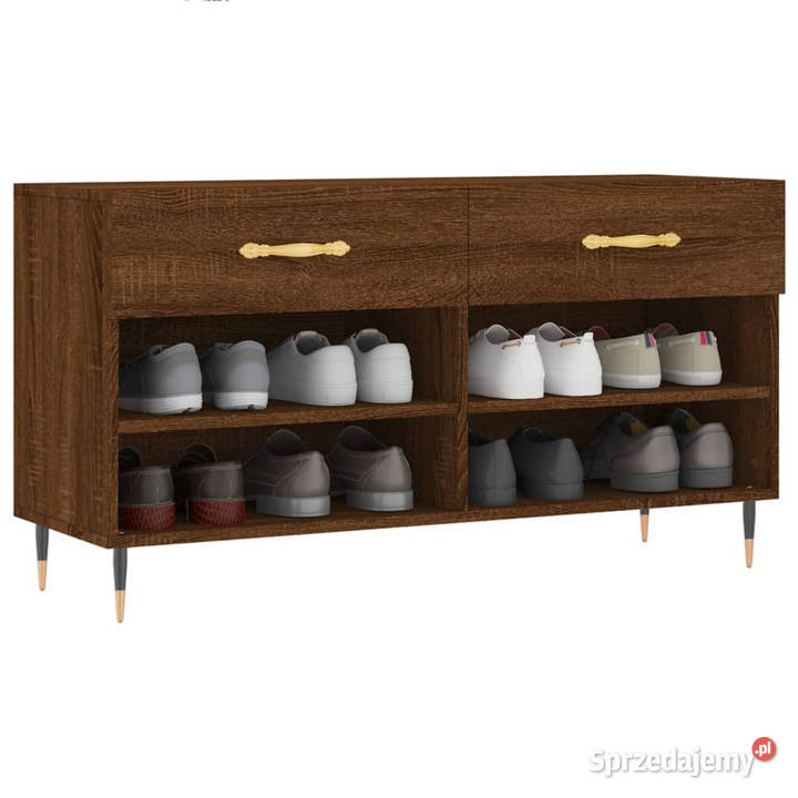 Ławka z miejscem na buty brązowy dąb 102x35x55 mazowieckie Warszawa