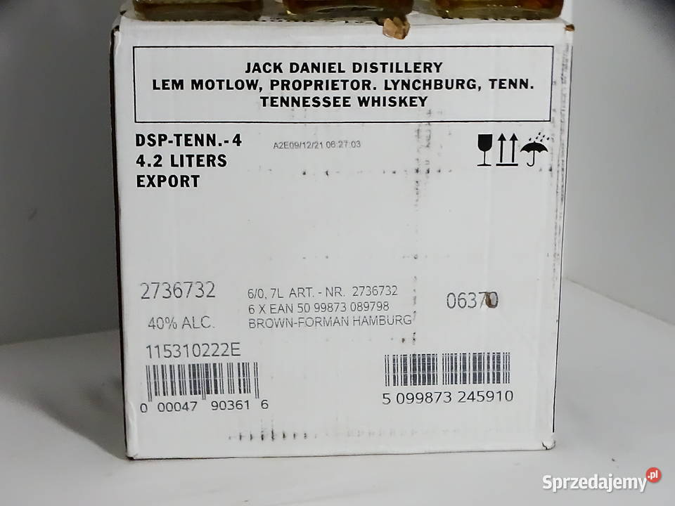 Puste butelki Jacku Danielsie 700 ml z nakrętką lubelskie Biłgoraj
