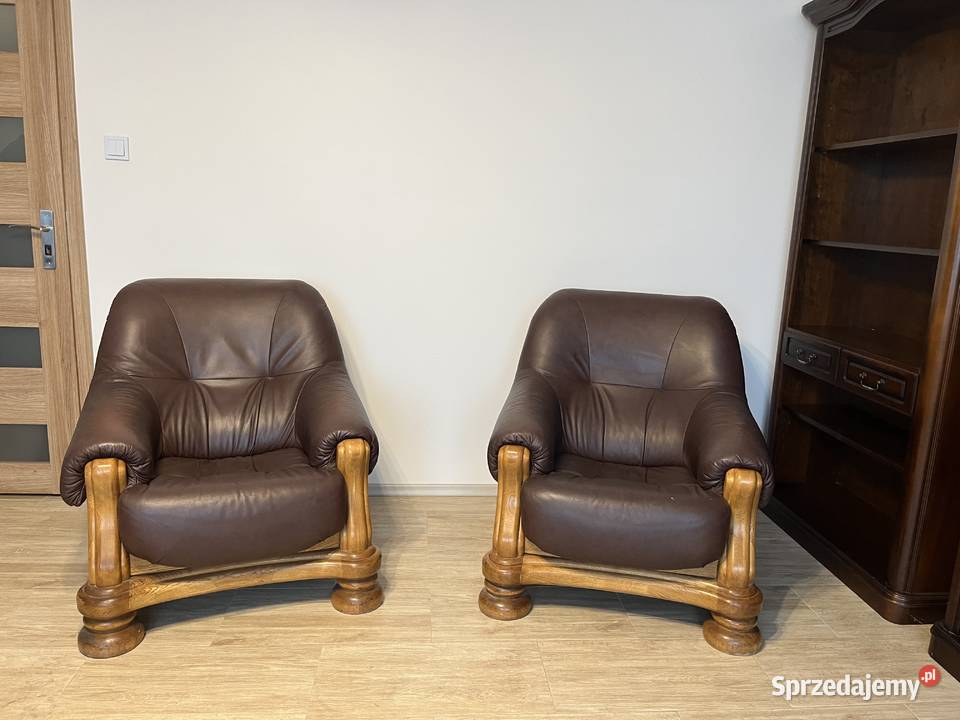 Fotele dębowe skóra cielęca kujawsko-pomorskie Brodnica