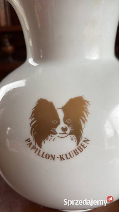 Wazon Biała porcelana ze złotą główką spaniela