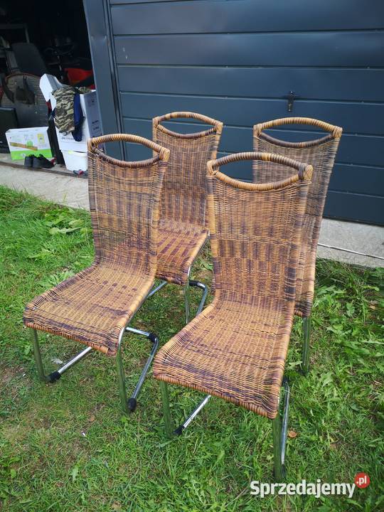 4 krzesła metalowe plecione Aleksandrów Łódzki
