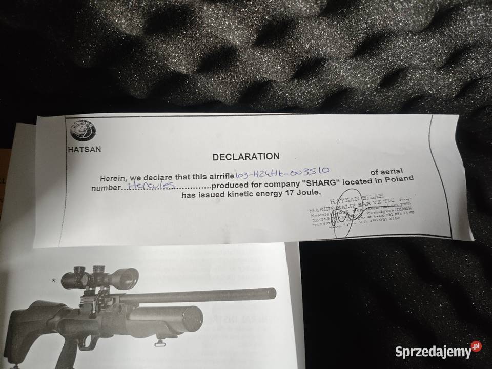 Wiatrówka PCP Hatsan Hercules 762 mm Bogdaniec sprzedam