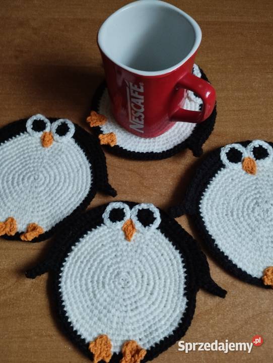 podkładki pod kubeczki pingwiny handmade lubuskie Sulechów
