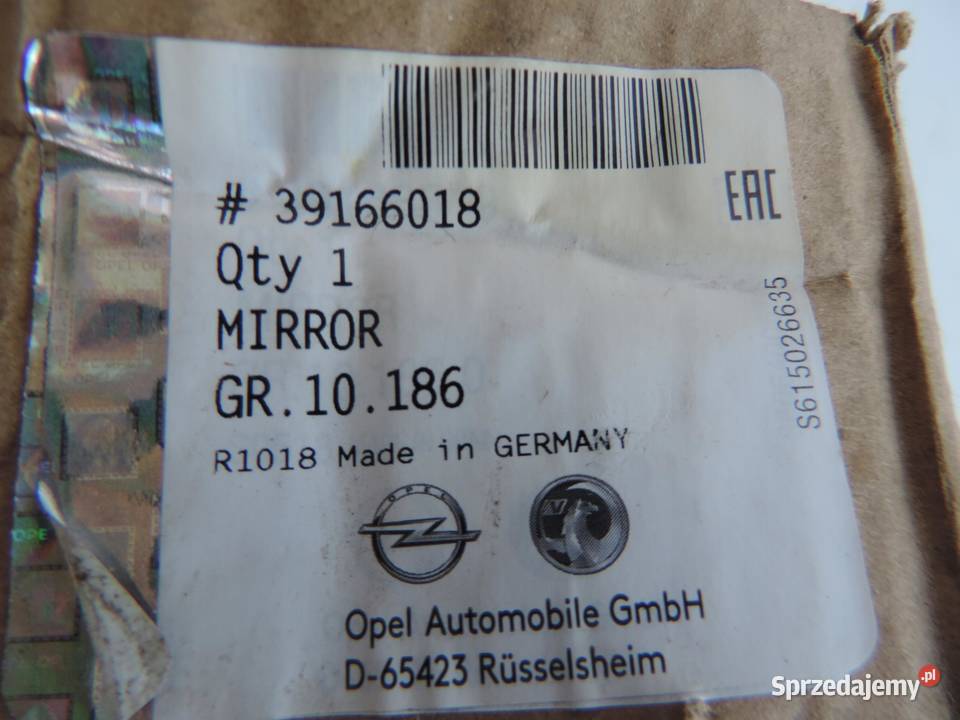 Wkład lusterka prawy Opel Combo E NOWY 39166018 osobowe