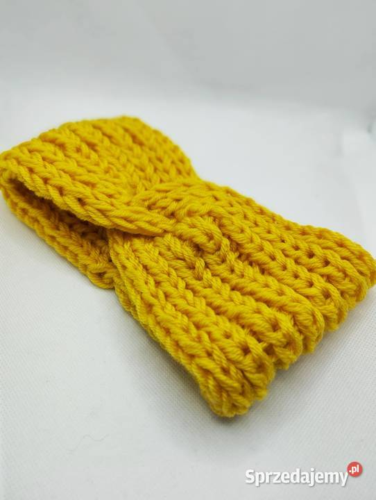Damska żółta ciepła opaska turban handmade warmińsko-mazurskie Olsztyn