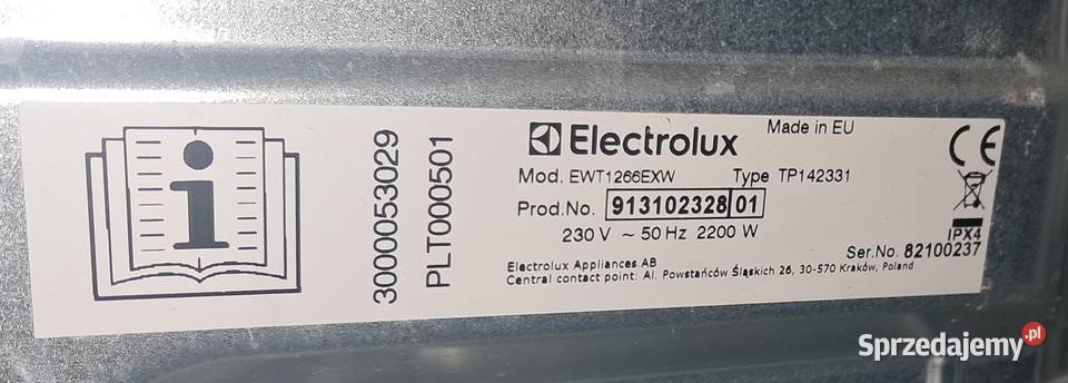 Części pralka Elektrolux EWT1266 Gdynia