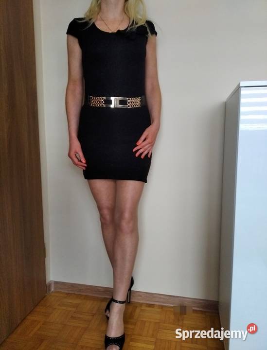 LUX sukienka czarna mini wstawki koronki krótki podlaskie