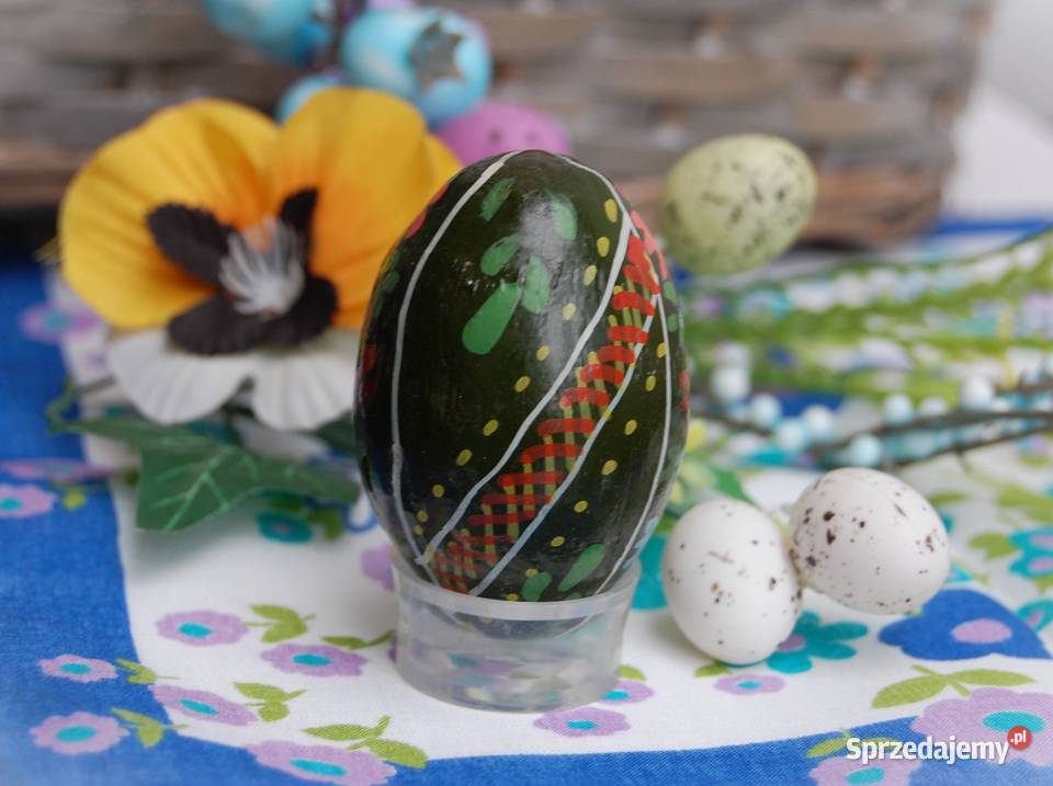 Stara pisanka drewniana ręcznie malowana 6 lubelskie Lublin