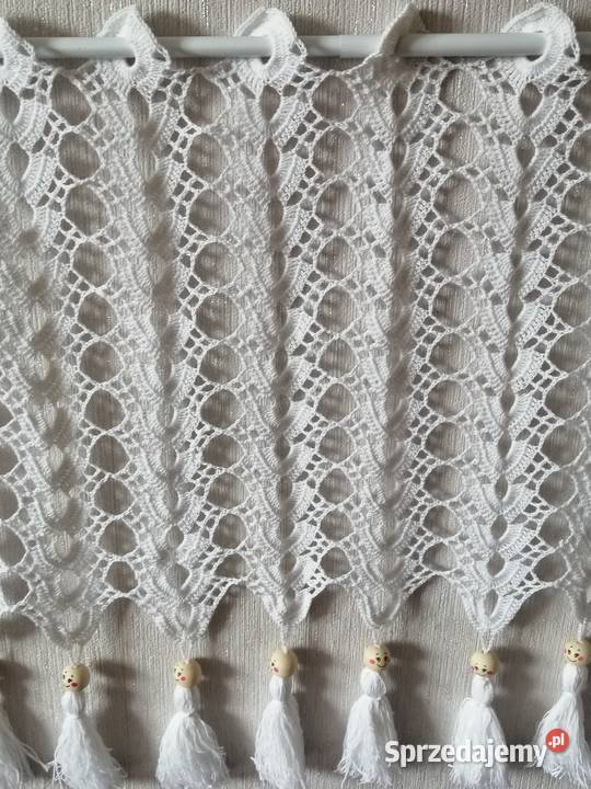 Ręcznie wykonana szydełkiem zazdrostka firanka biały Katowice