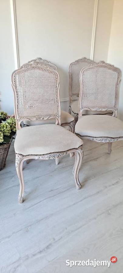 Stylowe krzesła rafia Shabby Chic Ludwik Krzesła Szczecin