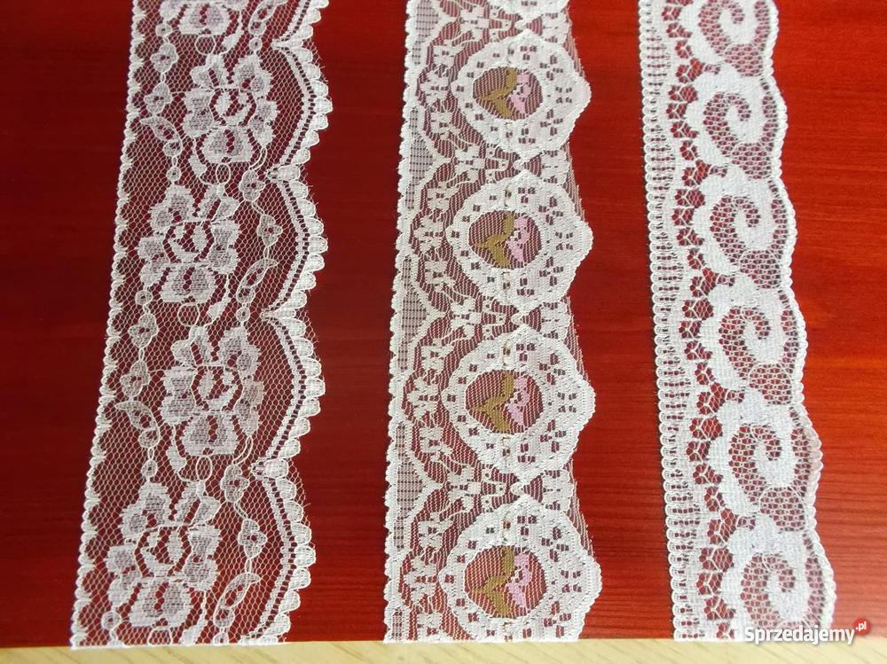 Koronka stylonowa biała2 3 wzory sprzedam