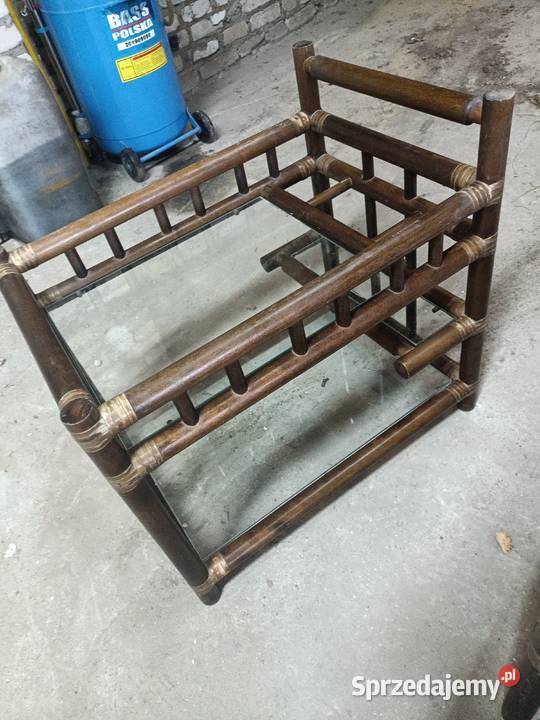 Stoliki kawowe rattanowe z szklanymi blatami 43cm Lubartów