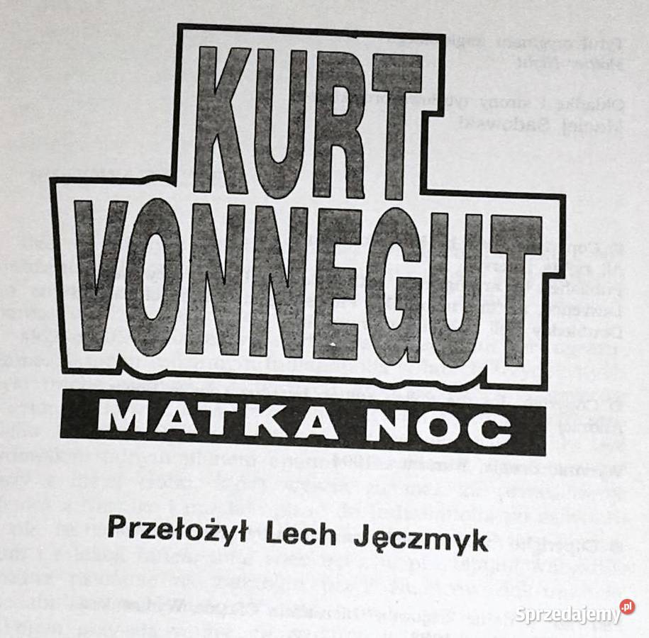 Matka noc Kurt Vonnegut Rok wydania 1994 lubelskie Chełm