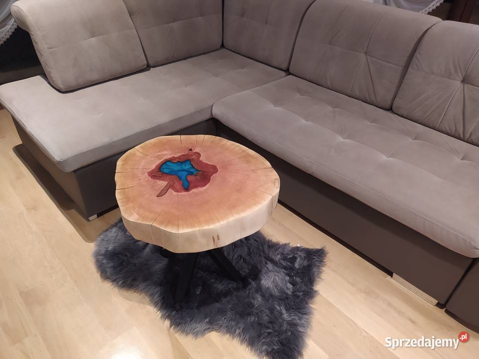 Stolik z plastra drzewa zalany żywicą 54cm lubelskie