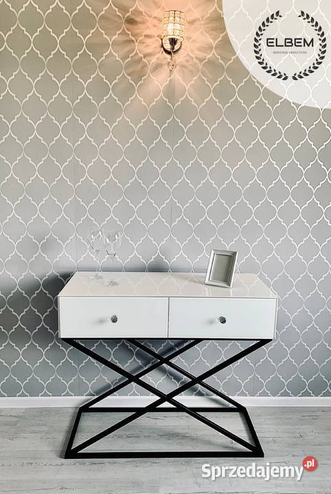 Biała szklana konsola Glamour 80cm