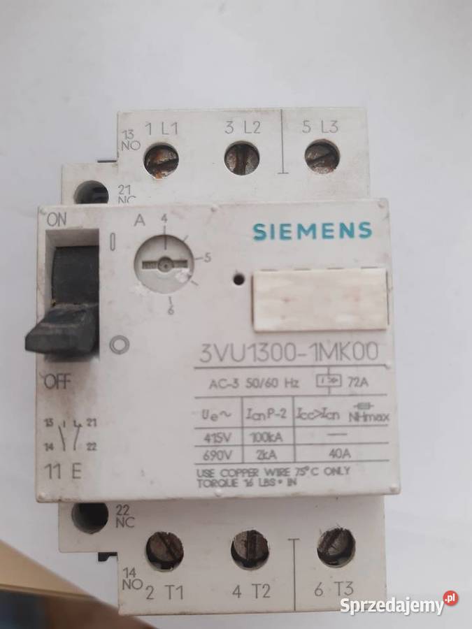 Siemens wyłącznik silnikowy 3VU13001MK00 Produkcja śląskie Lelów