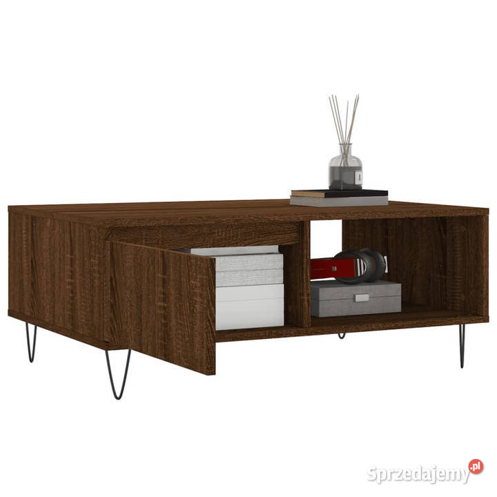 Stolik kawowy brązowy dąb 90x60x35 materiał Warszawa