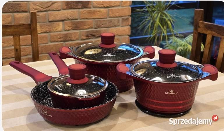 309 Garnki lakierowane czerwone Modern Zabrze