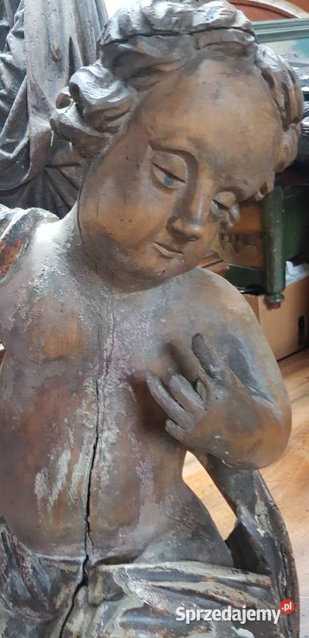 Anioł putto rzeźba barokowa XVIII Orneta