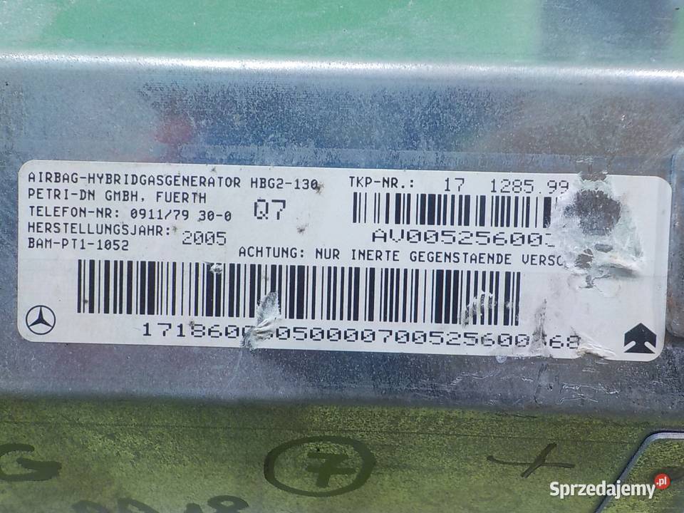 MERCEDES SLK R171 II 18 K 05r 2D AIRBAG poduszka osobowe Części samochodowe Suków sprzedam