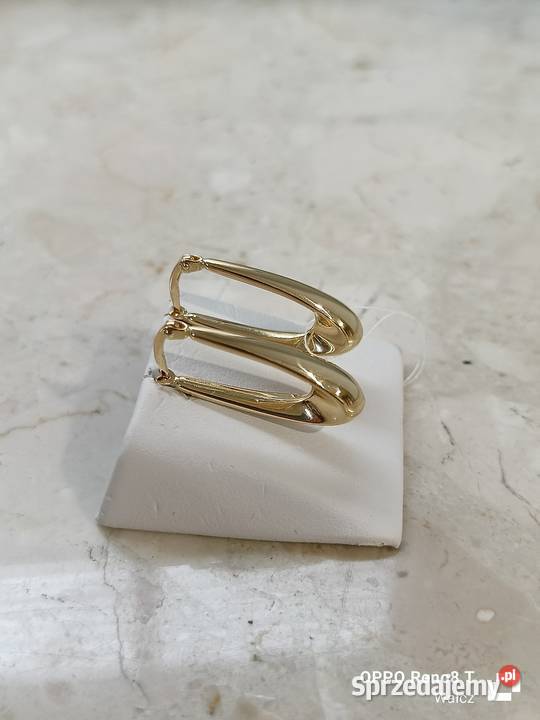 Złote Nowe kolczyki długie krople błyszczące Wałcz