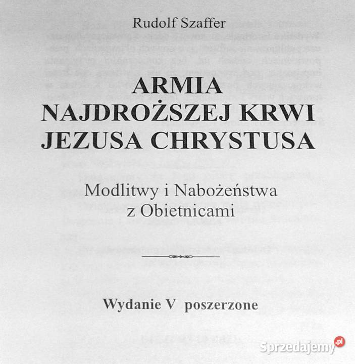 Armia Najdroższej Krwi Jezusa Chrystusa Rudolf miękka Chełm sprzedam